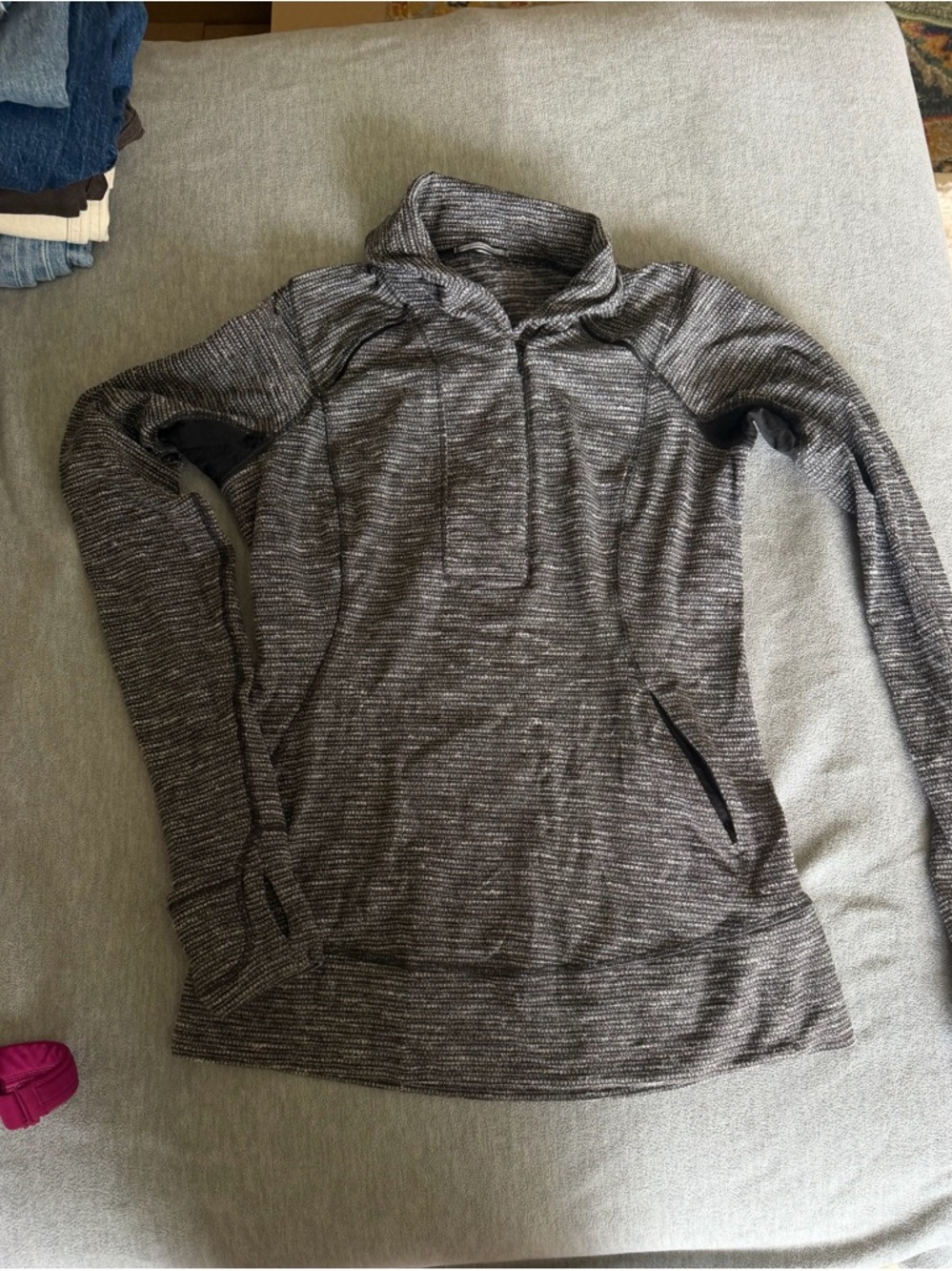 lululemon athletica Gray Marled Quarter-Zip Hoodie